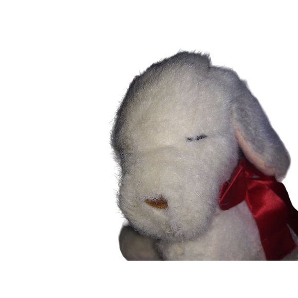 VTG  1987 Applause White Lamb Red Bow Sleeping Shotzy Musical Stuffed Plush RARE - Picture 7 of 10